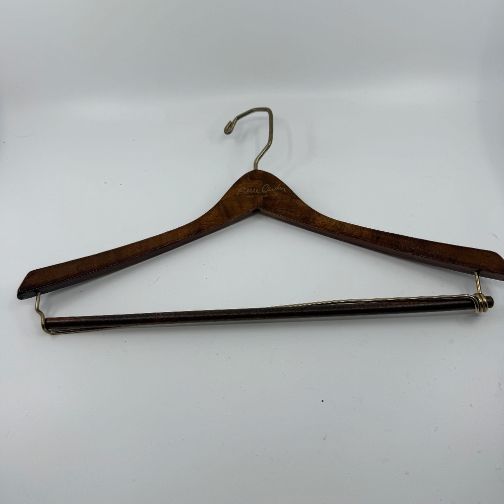 Vintage Cherry Finish Pierre Cardin Wood Hanger, Lock Pant Rod